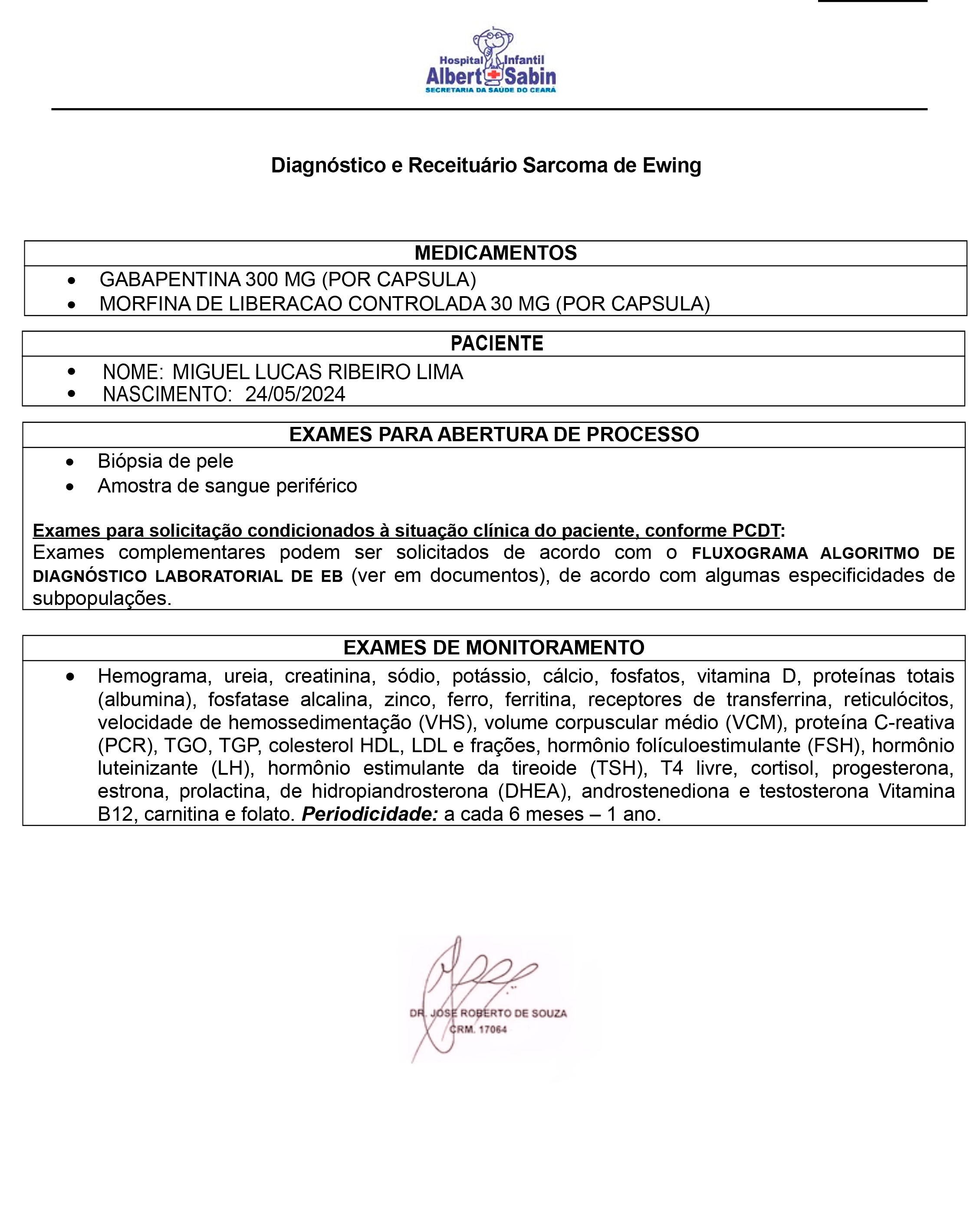 Diagnóstico do Miguel